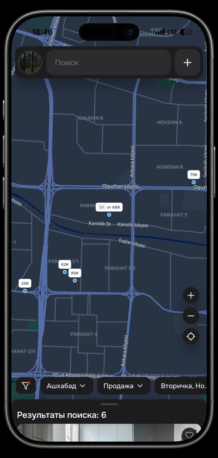 Emläk gözleg ekrany